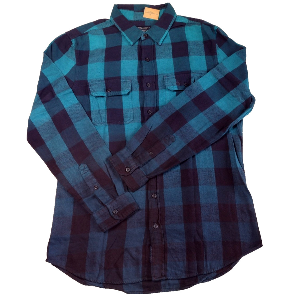 AMERICAN EAGLE@ Outfitters Green Outdoor 100% Cotton Flannel Shirt Mens Size L